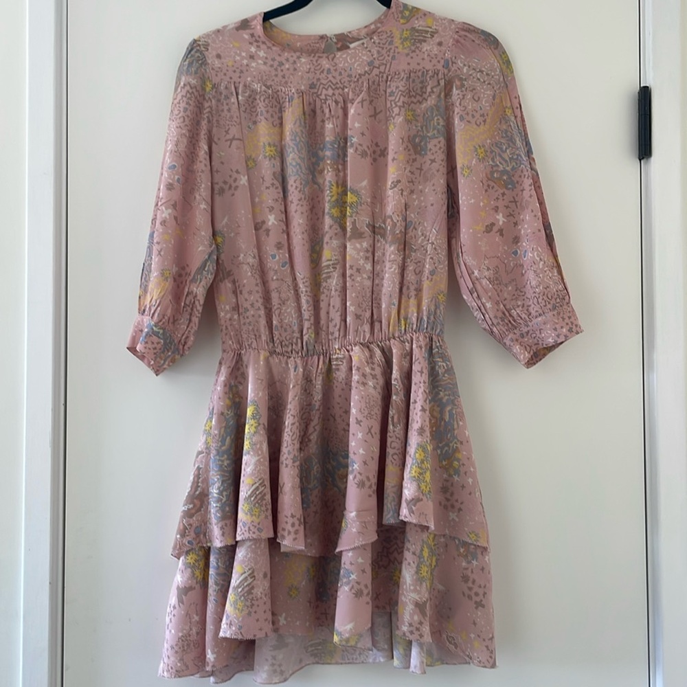 Blush Pink Tiered Floral Dress